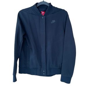 EUC Nike Womens Sportswear Tech‎ Fleece Knit Bomber Jacket Black Medium